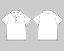 plantilla de diseño de camiseta de polo sobre fondo gris. dibujo técnico camiseta polo unisex.