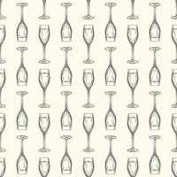 Flute glass. Hand drawn full champagne glass sketch. vector