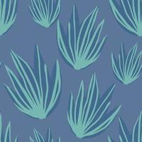Simple tropical aloe leaves seamless pattern. Exotic plant. vector