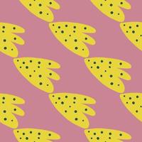 Strange floral seamless pattern. Abstract flowers on pink background. vector