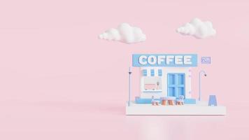 3D minimal coffee shop. 3d render illustration photo