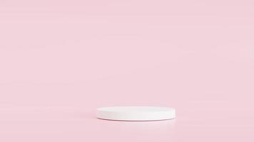 minimal, white stage, products pink background,  for cosmetic or any product things banner design. 3d render illustration photo