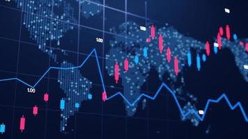 tabla de datos bursátiles y financieros. visualización del concepto de marketing digital. análisis estadístico financiero sobre fondo oscuro con gráficos financieros. análisis de acciones. ilustración 3d foto