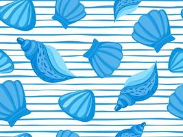 Decorative seashells stripe vector seamless pattern. Abstract marine wallpaper.