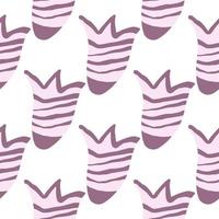 Hand drawn pink bellflower seamless pattern on white background. vector