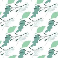 Branches and leaves seamless pattern on white background. vector