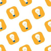 Energy and idea symbol seamless pattern. Light bulb icon backdrop. vector