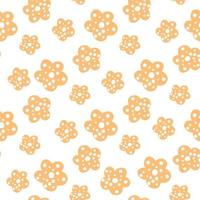 Seamless repeat pattern with yellow flowers on white background. vector