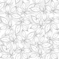 Leaves seamless pattern on white background. Engraving vintage style. vector