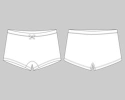 Kids mini short knickers underwear. Lady underpants. Female white knickers. vector