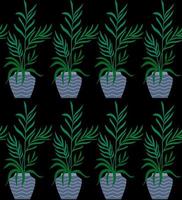 Exotic seamless pattern tropical houseplant in a flower pot. vector