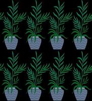 Exotic seamless pattern tropical houseplant in a flower pot. vector