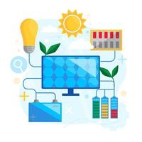 Solar energy concept design. Solar panel green energy. vector