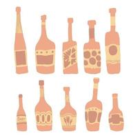 set of bar different glass bottles illustration vector