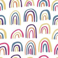 Rainbows seamless pattern. Hand drawn contemporary vector background.