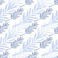 Blue leaves seamless pattern. Leaf branch backdrop. vector