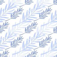 Blue leaves seamless pattern. Leaf branch backdrop. vector