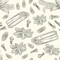 Hand drawn mulled wine spices seamless pattern. vector