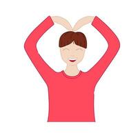 Man making a heart symbol. Isolated k-pop young boy on white background vector