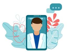 Medical consultation and support concept on mobile phone. vector