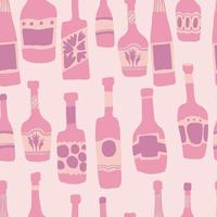 Seamless pattern background with bar bottles backdrop vector