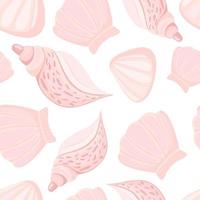 Warm pink seashells vector seamless pattern. Abstract marine wallpaper.