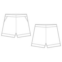 Technical classic shorts pants design template on white background. vector