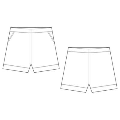 Technical sketch sport shorts pants design template. 5499786 Vector Art ...