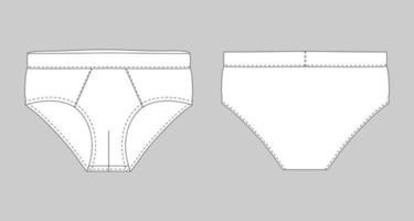 Brief pants underwear men isolated technical sketch. vector