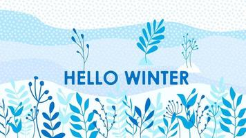 Winter leaves background template vector illustration flat design