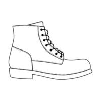 Men shoes brogue trim platform brutus boots isolated. Male man season lace-up shoes icons. Technical sketch. vector