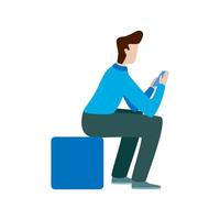 Man use smartphone. Flat concept illustration isolated vector