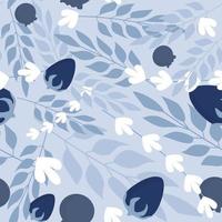 Winter herbal leaves and wild berries seamless pattern. vector