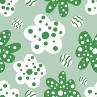 Daisy field. Simple chamomile flowers seamless pattern. vector