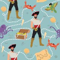 Seamless pattern with pirate vector