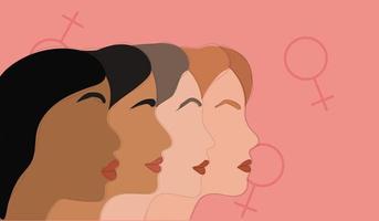 Multi-ethnic beauty. Different ethnicity women vector