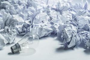 lightbulb and paper crumpled photo