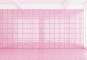 habitación de fondo rosa con pared rosa y suelo de baldosas rosas. representación 3d foto