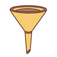 Kitchen funnel vector icon. Hand-drawn color illustration isolated on white background. Culinary tool for filtering liquids, pouring drinks. Simple flat clipart for decoration, web design, app, print