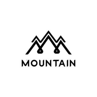 logo template with three mountains in the form of a black border.