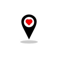 Map pointer with heart vector icon. Location pin vector isolated symbol. filled flat sign for mobile concept and web design. Vector illustration.EPS 10