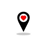 Map pointer with heart vector icon. Location pin vector isolated symbol. filled flat sign for mobile concept and web design. Vector illustration.EPS 10