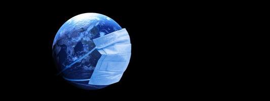 Planet earth is wearing a protective mask. 3d illustration photo