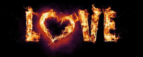 Heart symbol created by fire. Happy Valentine's Day. 3d illustration photo