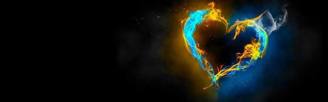 Heart symbol created by fire. Happy Valentine's Day. 3d illustration photo