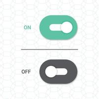 On and off toggle switch buttons. Material design switch buttons. Vector illustration.