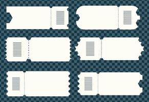 Set blank ticket template. concert ticket, lottery coupons. vector