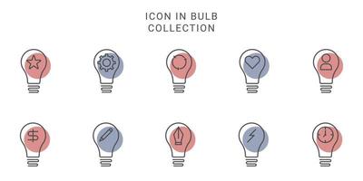 10 idea icons in bulb concept design. icon creative style vector