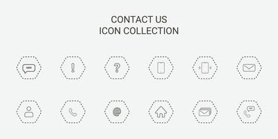12 set collection icon contact us. there message, phone, email, call, assistance and more vector