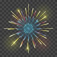 Isolated fireworks on transparent background. Vector illustrator